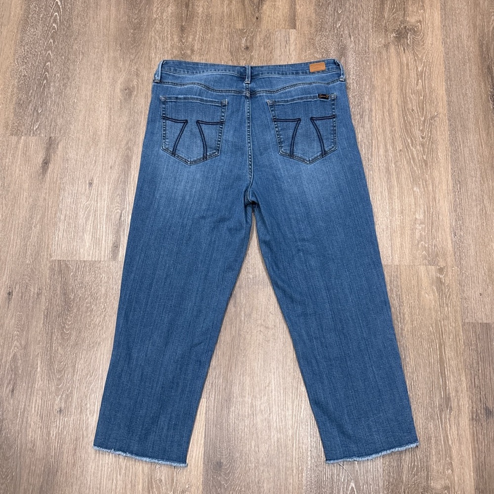 Seven7 Tower Straight Crop Jeans Size 14 Frayed Hem Stretch